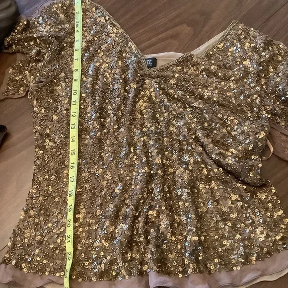 Adrianna Papell Boutique Copper Sequin Silk Top Women’s 2X Plus Size - Picture 7 of 11